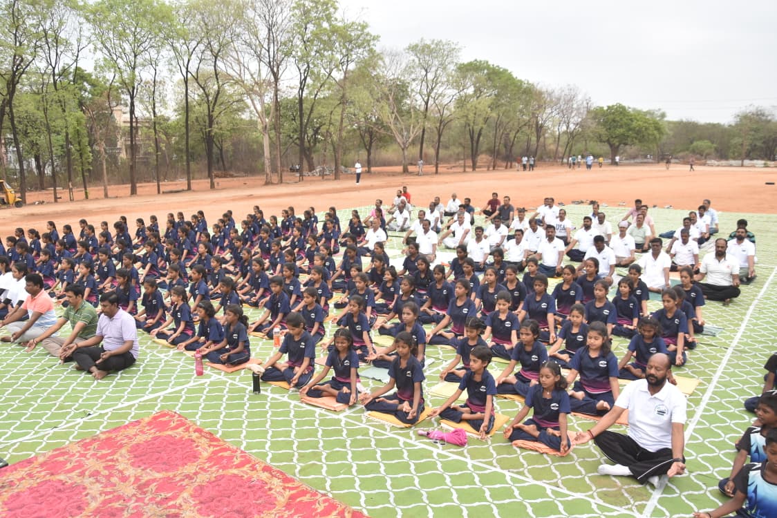Community yoga gathering